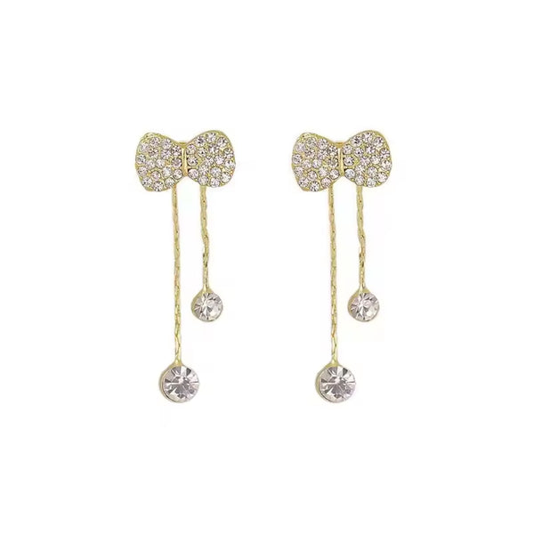 Dazzling Diamond Bow Drop Earrings