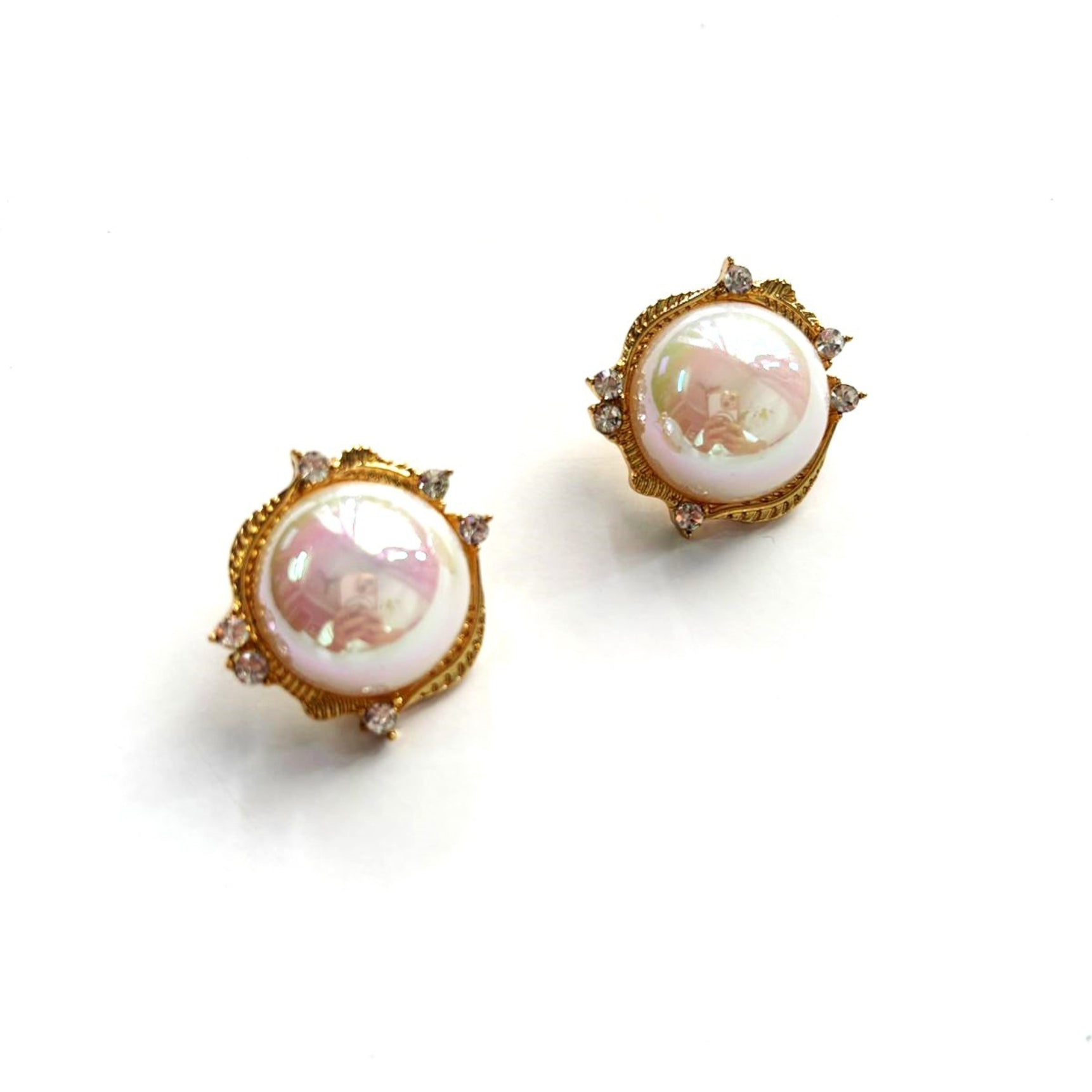 Bold Big Pearl Gold Stud Earrings