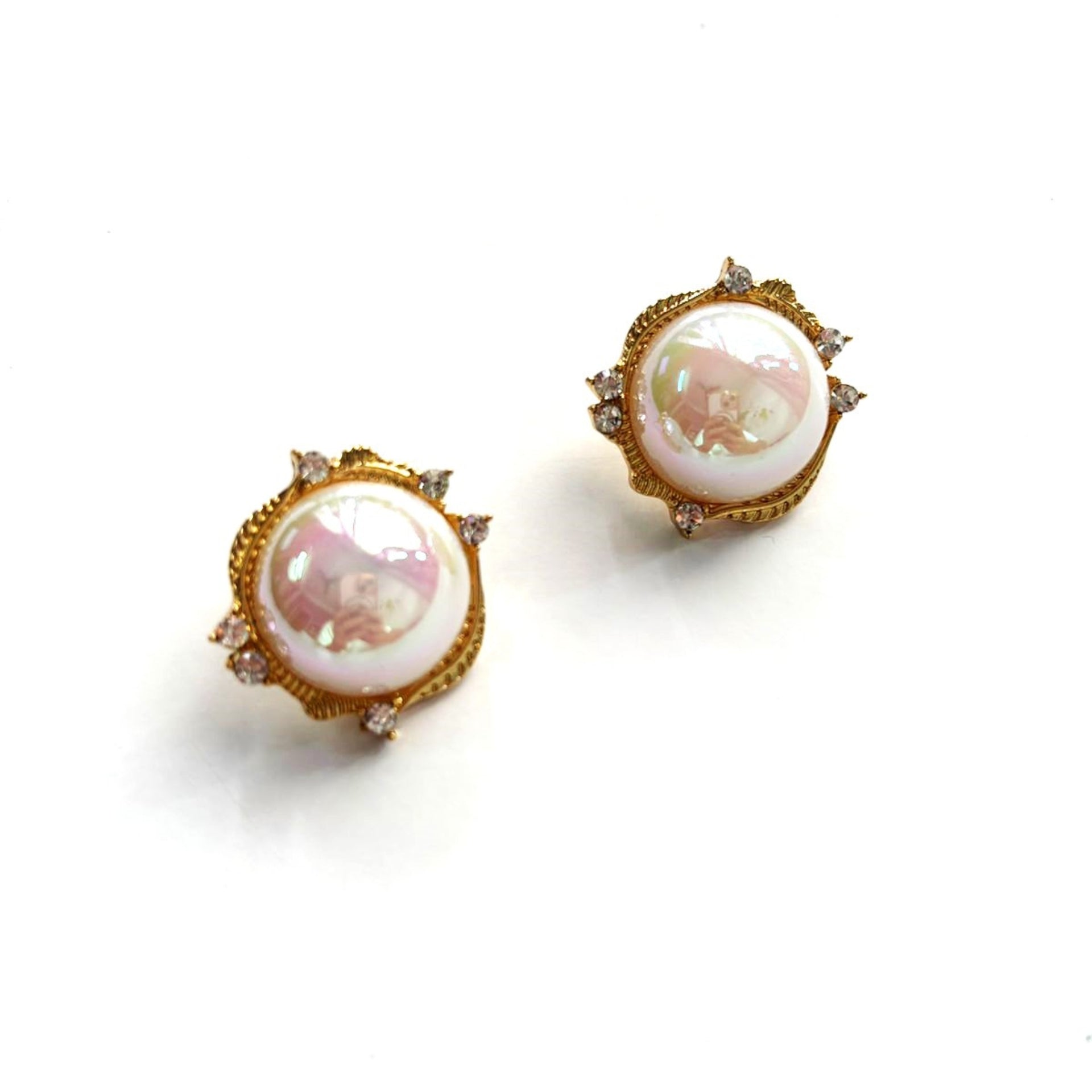 Bold Big Pearl Gold Stud Earrings