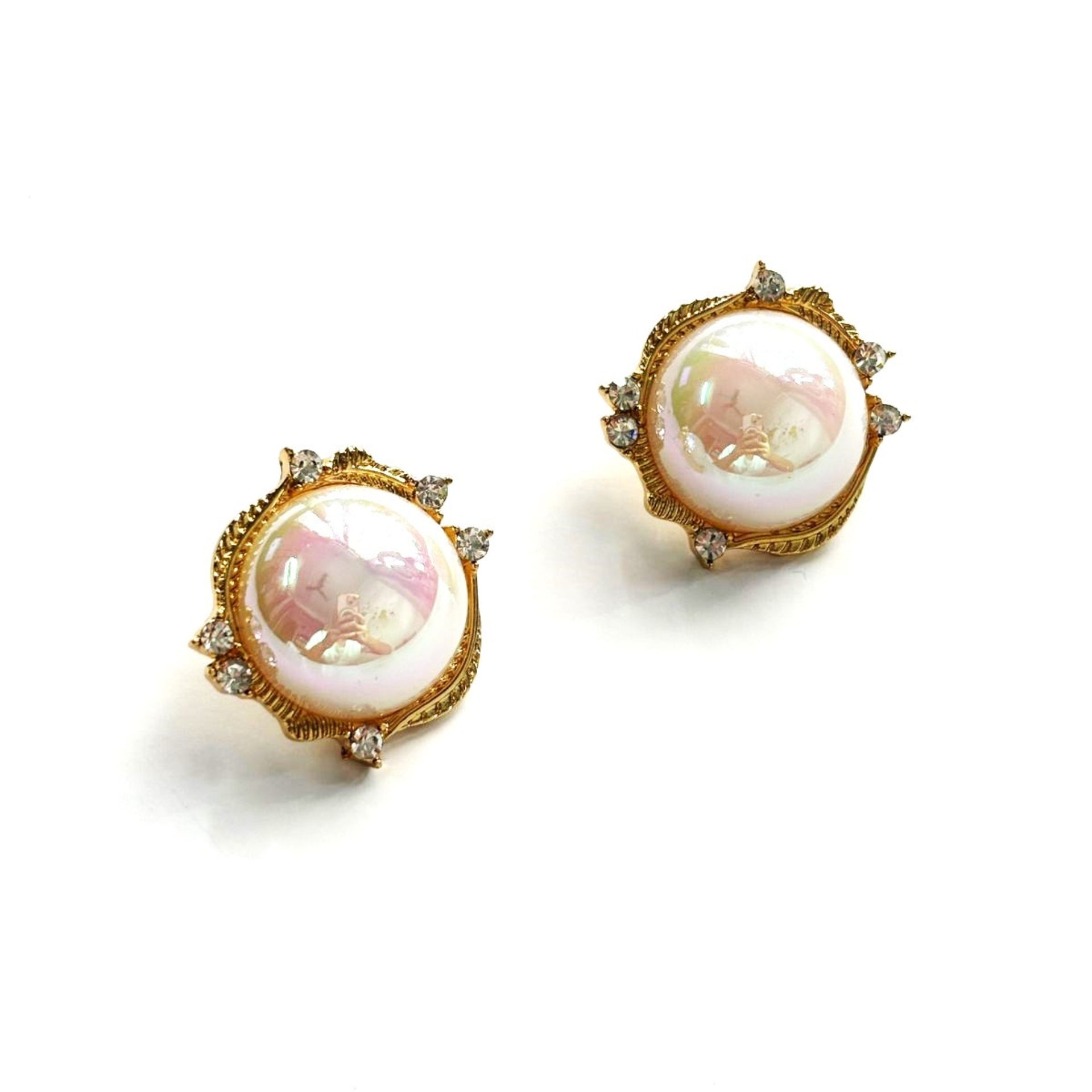 Bold Big Pearl Gold Stud Earrings