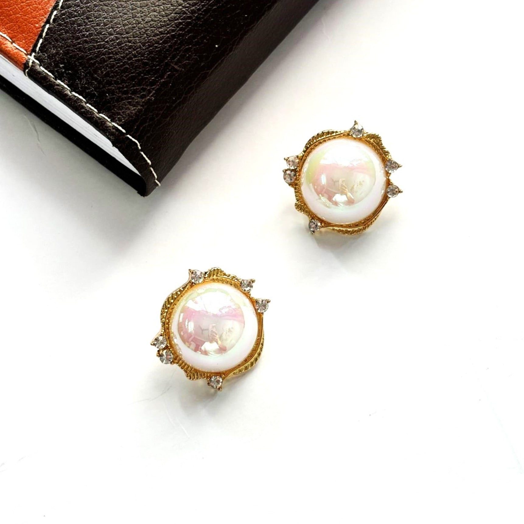 Bold Big Pearl Gold Stud Earrings