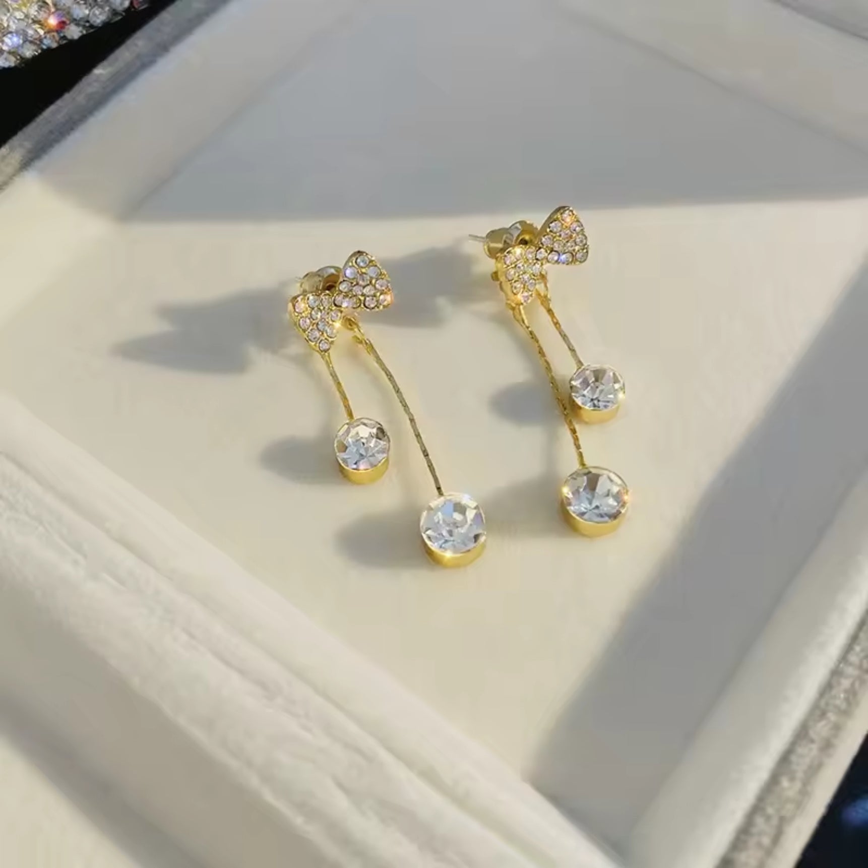 Dazzling Diamond Bow Drop Earrings