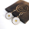 Radiant White Sunflower Hoop Earrings – Enamel Floral Danglers for Women & Girls