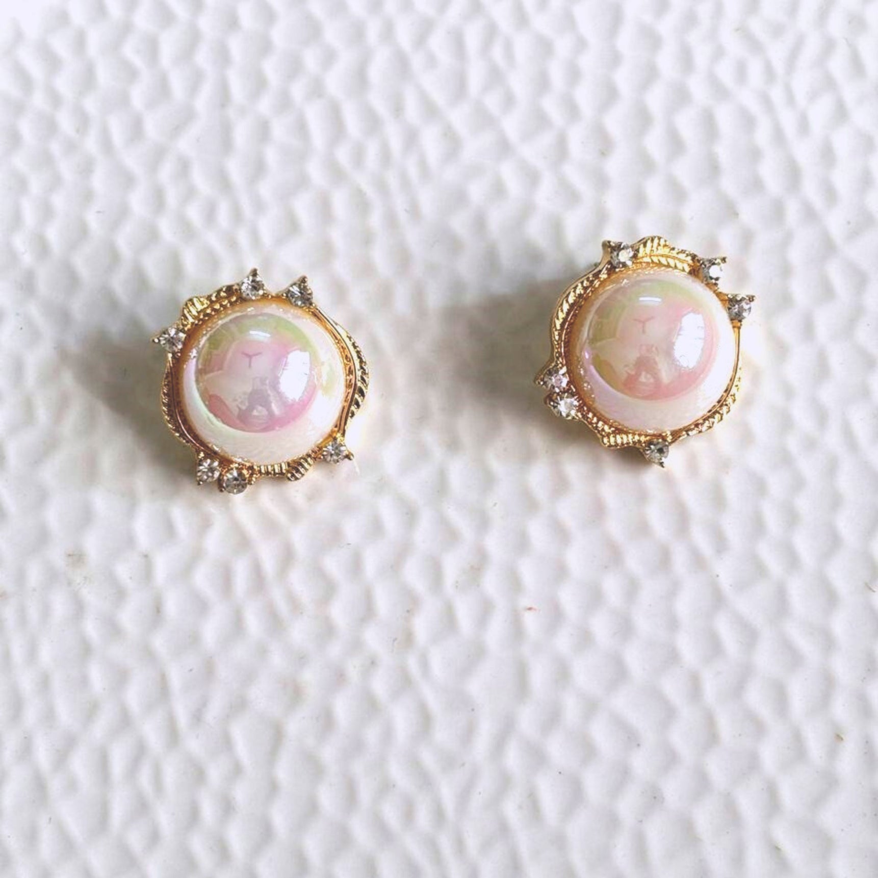 Bold Big Pearl Gold Stud Earrings