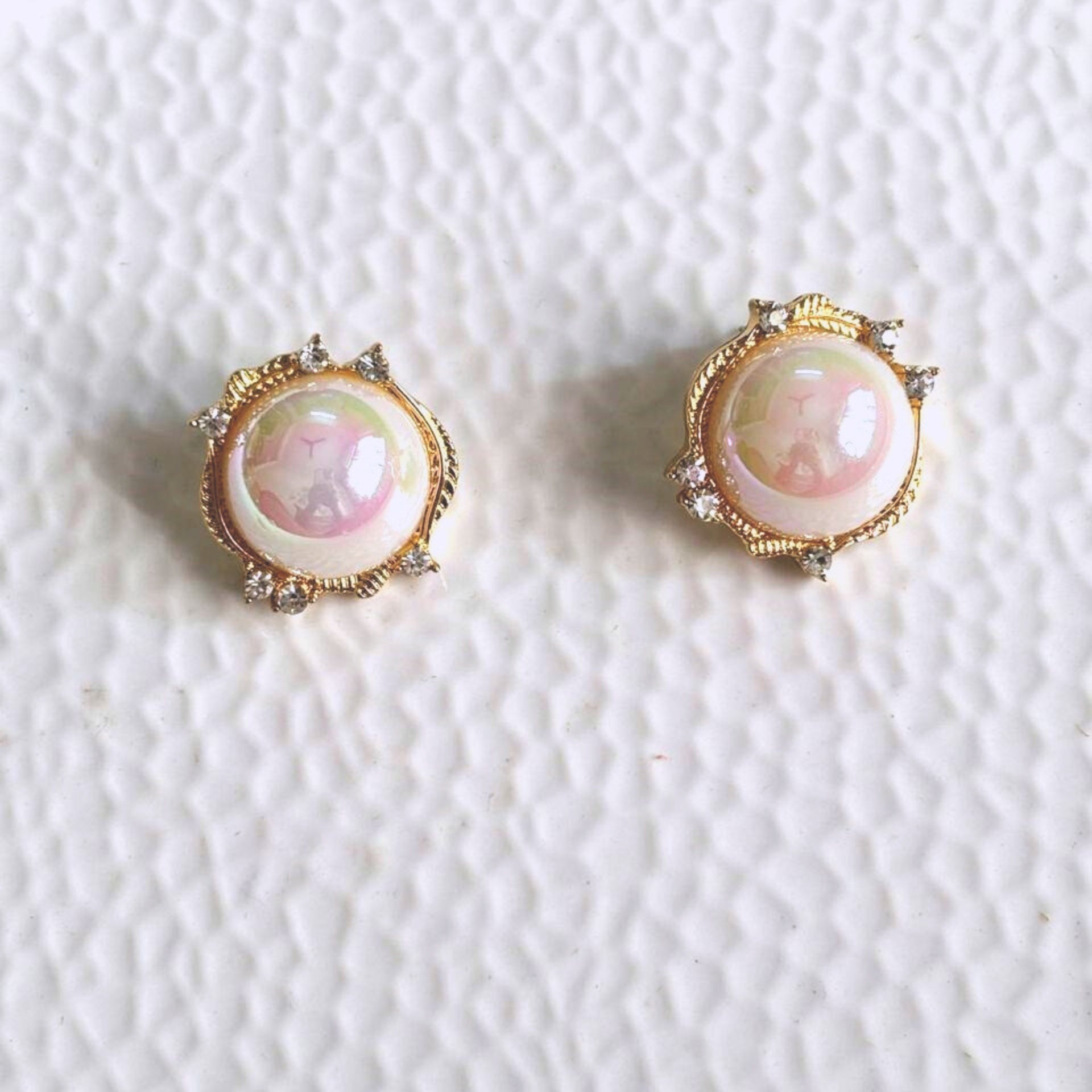 Bold Big Pearl Gold Stud Earrings