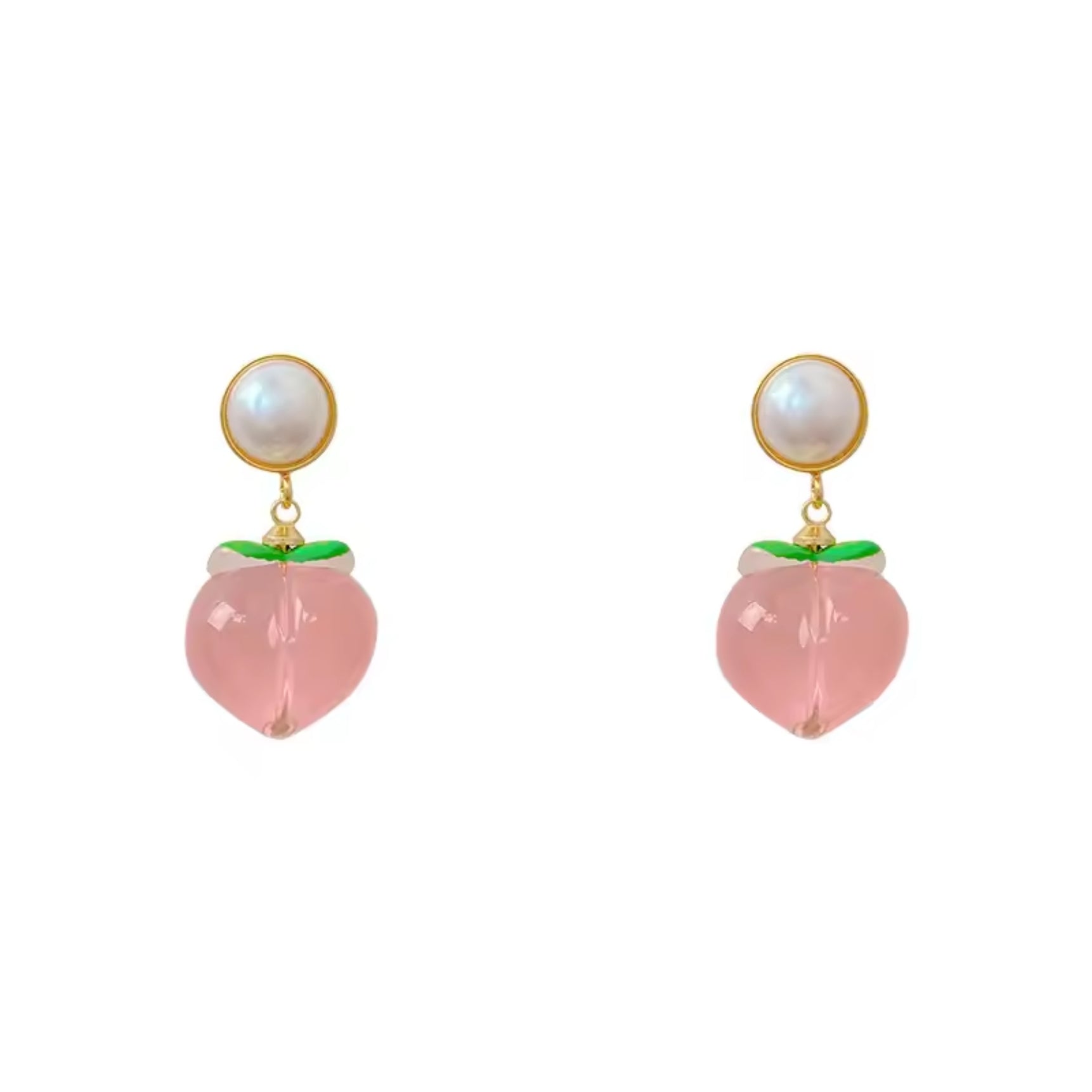 Pink Peach Enamel Charm Earrings