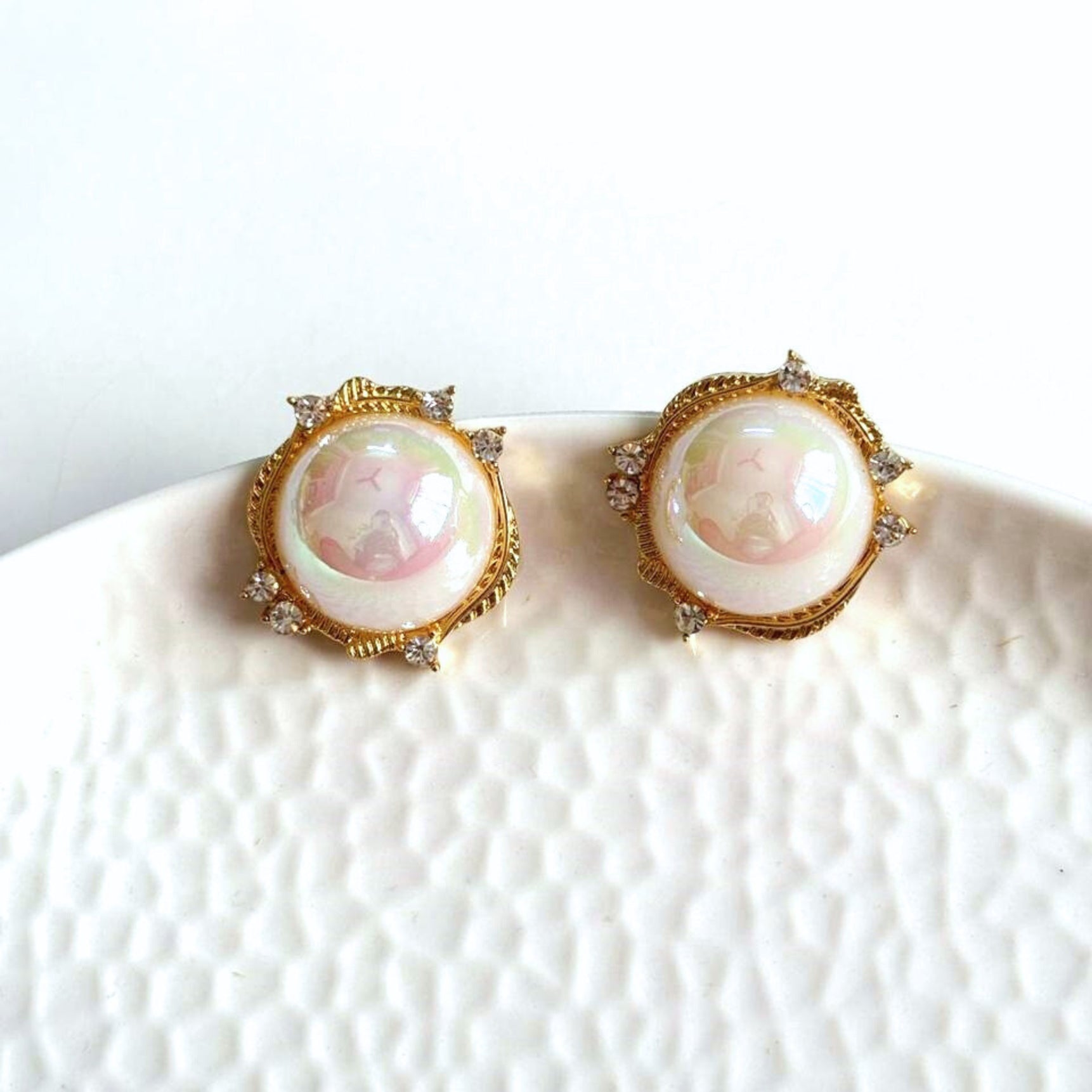 Bold Big Pearl Gold Stud Earrings
