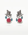 Radha Krishna Beautiful Silver Plated Oxidised Earring in Red