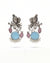 Radha Krishna Oxidized Silver Earrings with Blue Stone & Pearl Drops