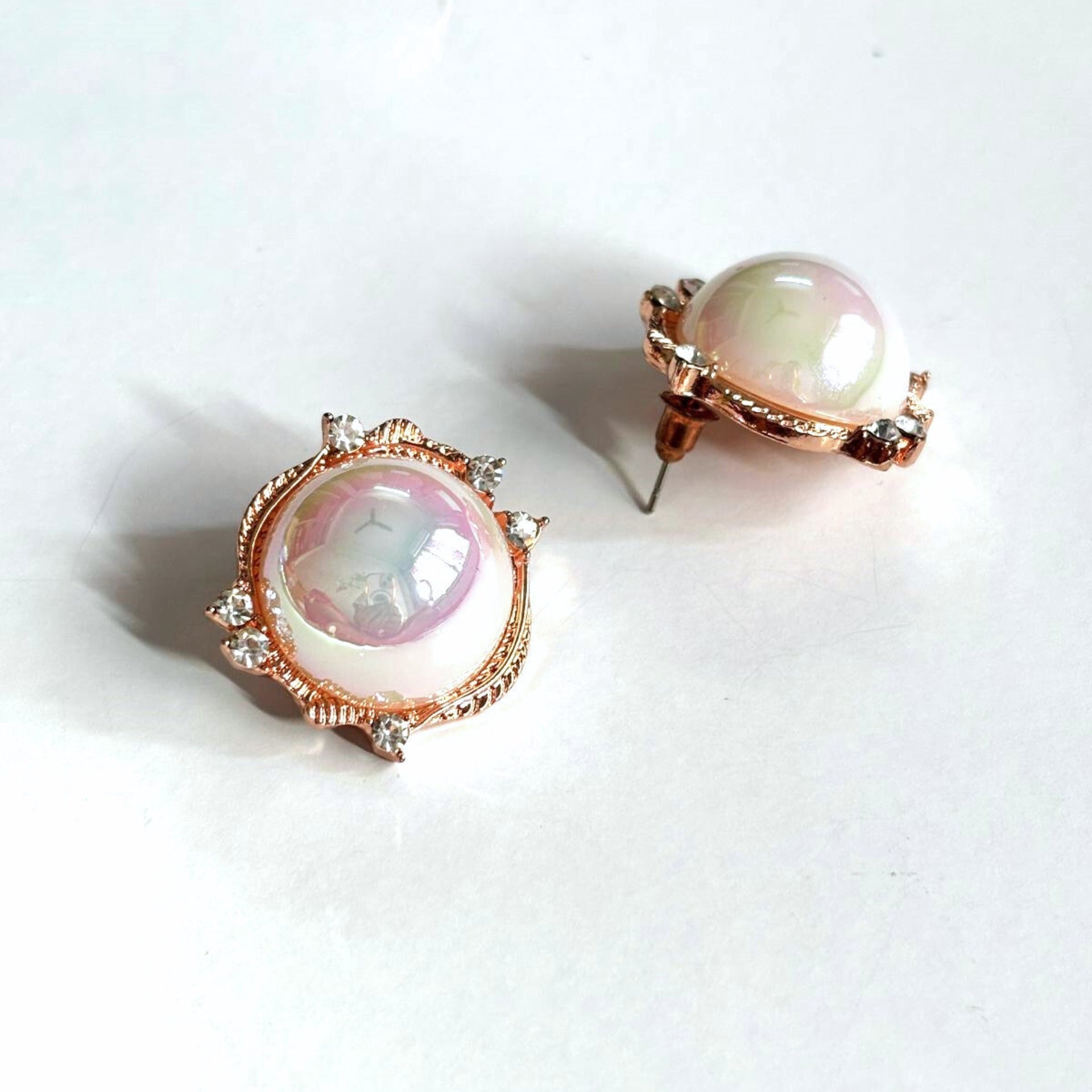 Bold Big Pearl Rosegold Stud Earrings