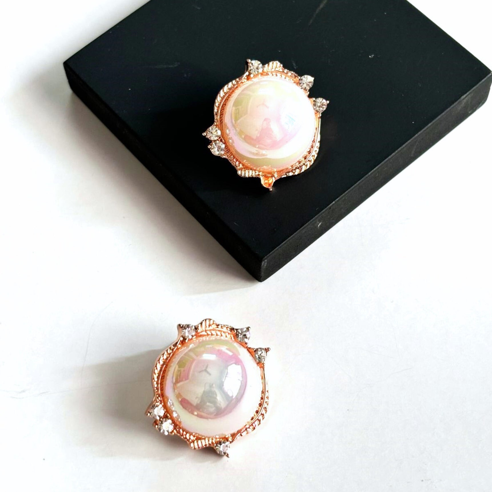 Bold Big Pearl Rosegold Stud Earrings
