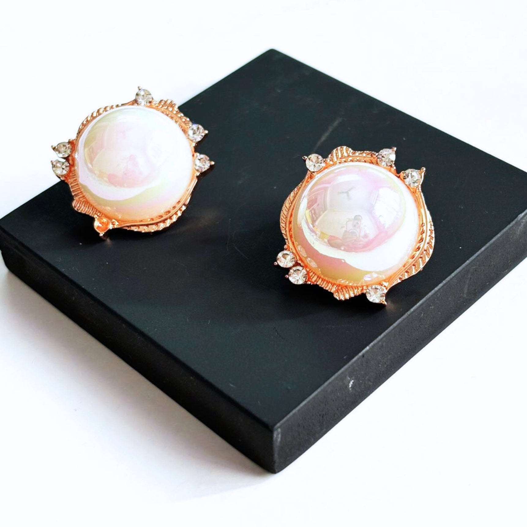 Bold Big Pearl Rosegold Stud Earrings