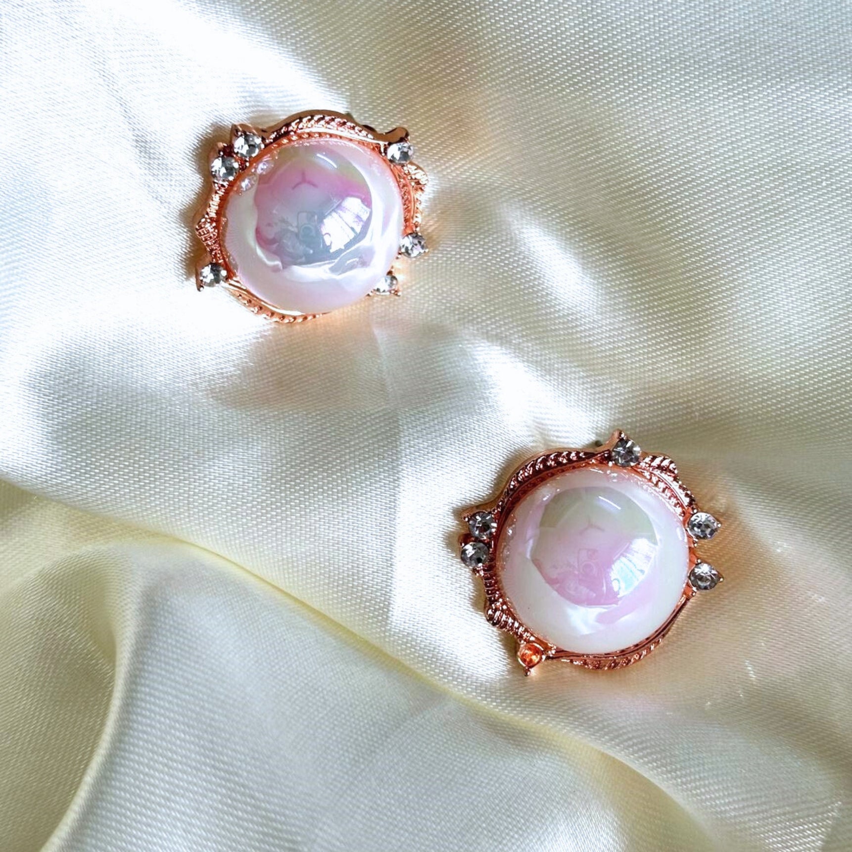 Bold Big Pearl Rosegold Stud Earrings