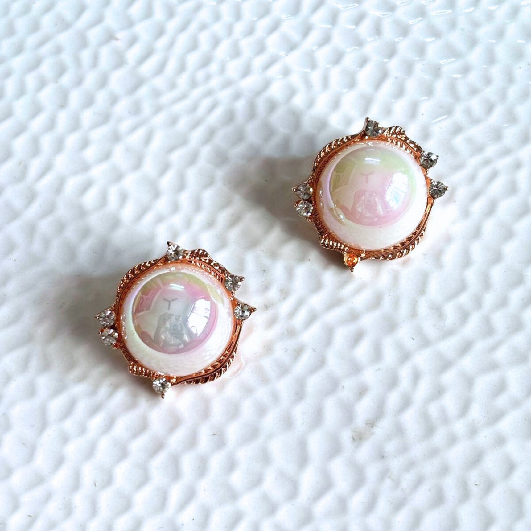 Bold Big Pearl Rosegold Stud Earrings