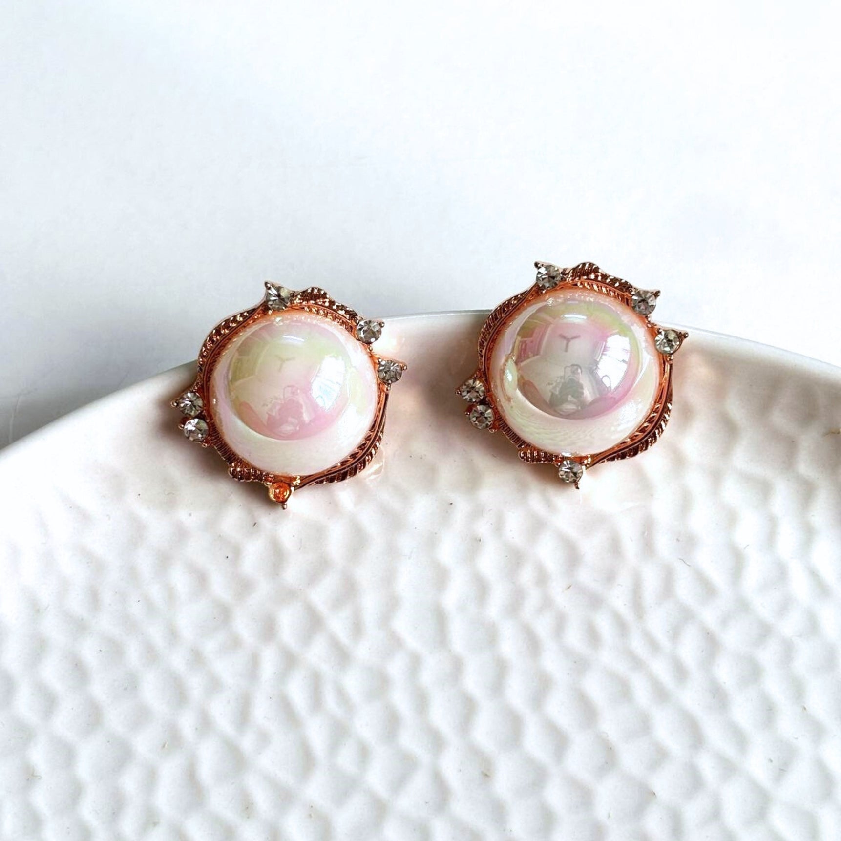 Bold Big Pearl Rosegold Stud Earrings
