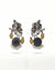 Radha Krishna Oxidised Silver Earrings for Women with Black Stone & Yellow Accents