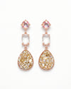 Long Rhinestone Teardrop Dangler Design Earrings(WHITE)