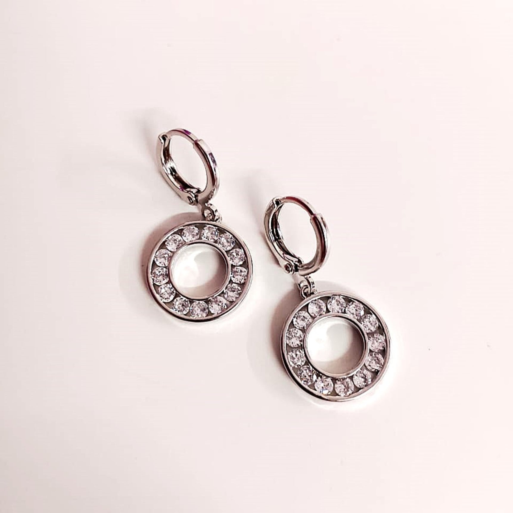 Diamond Radiance Circle Hoop Earrings – Elegant Silver Crystal Hoops for Women