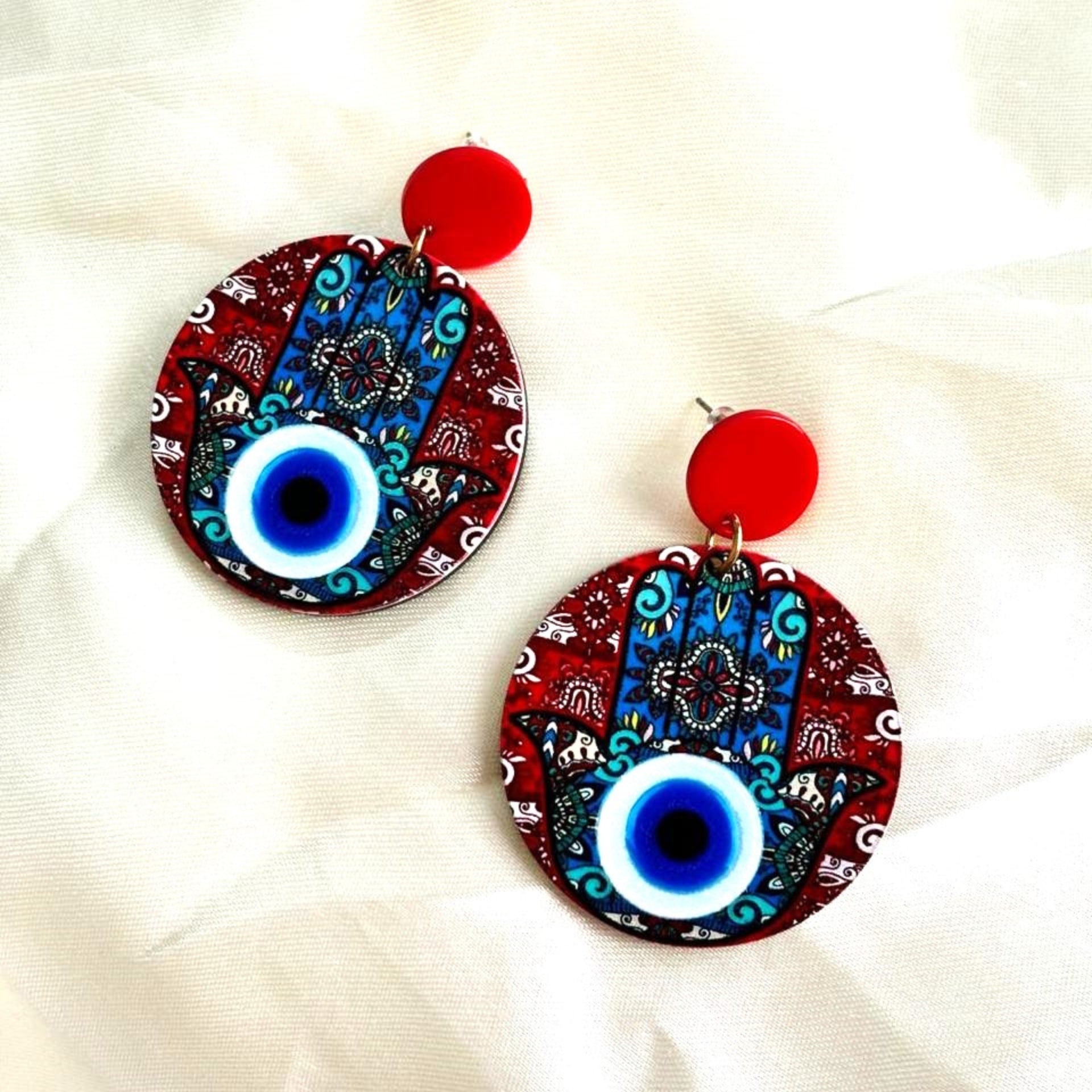 Evil Eye Ear Drops Earrings