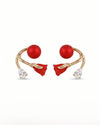 Luxurious Velvet Red Rose stud Earrings