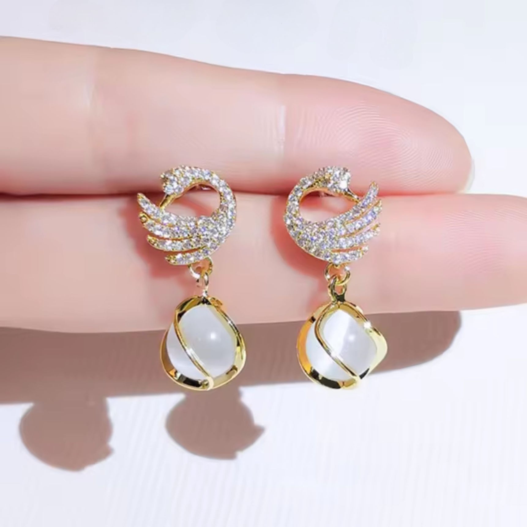 Graceful Swan Pearl Earrings