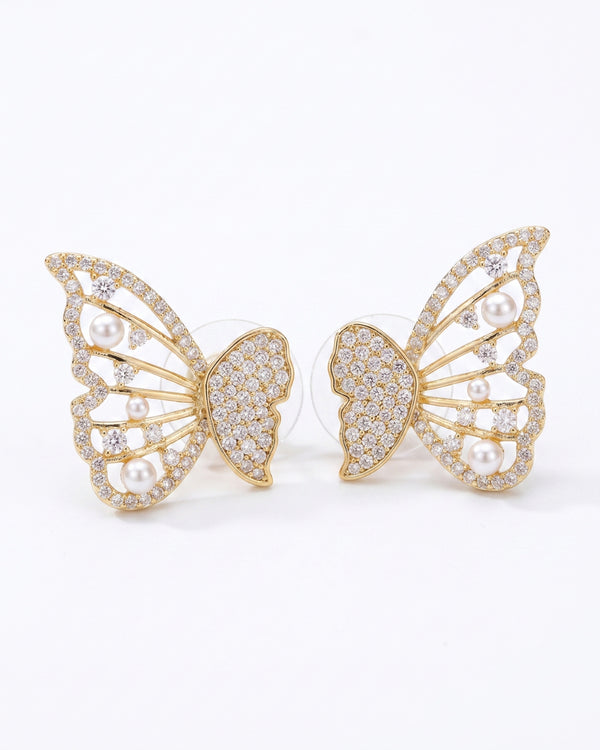 Radiant Crystal Butterfly Stud Earrings