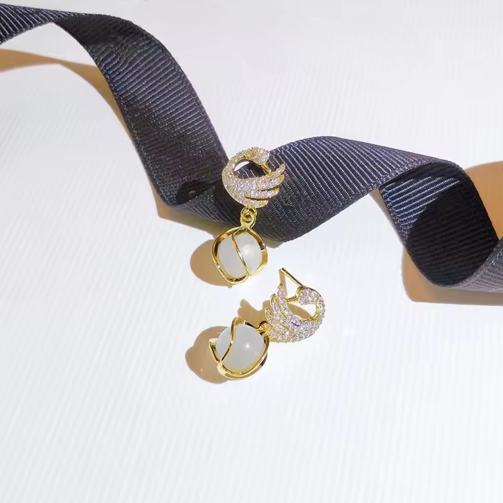 Graceful Swan Pearl Earrings