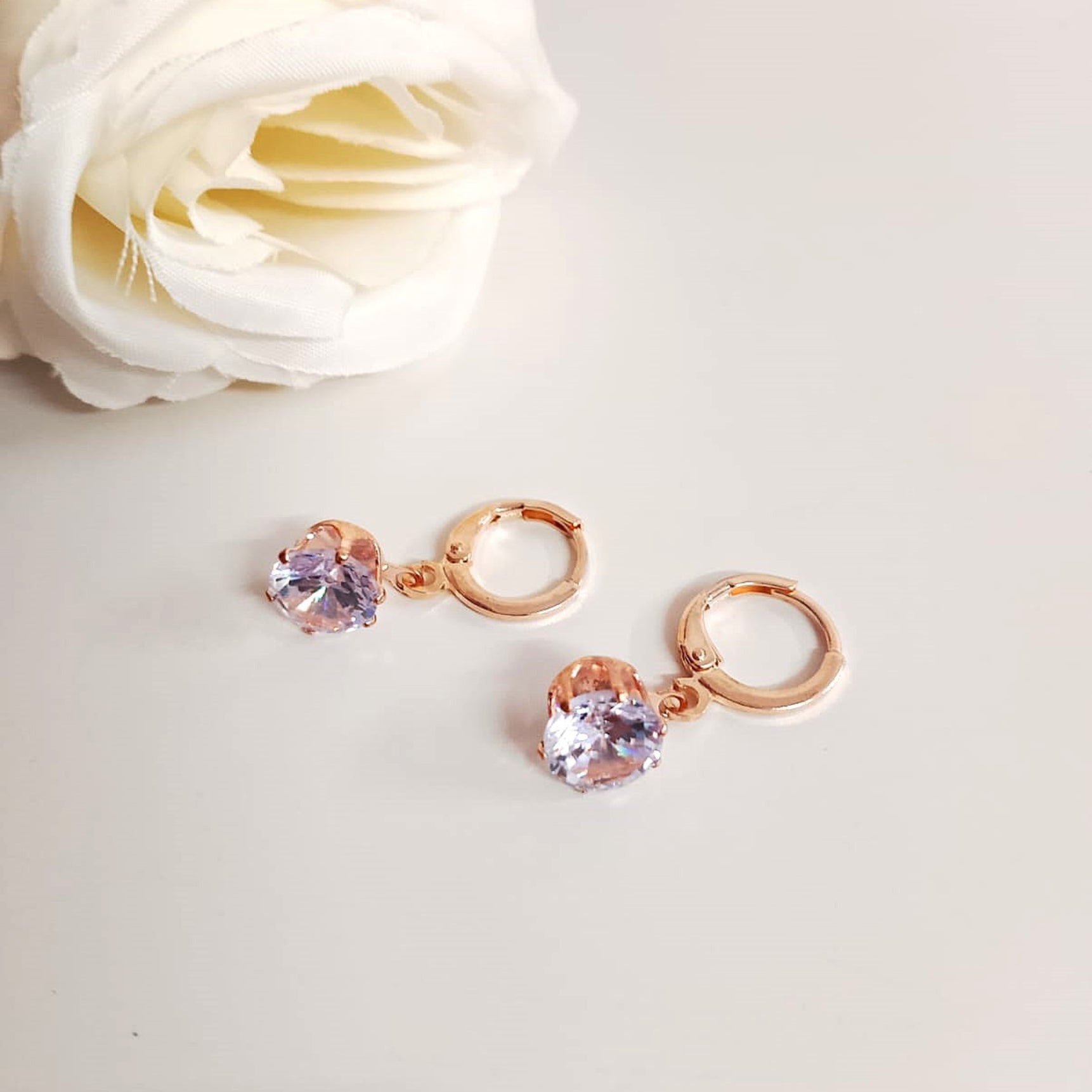 Zirconia Blossom & Pearl Hoop Earrings Combo – Rose Gold 3-in-1 Set for Women