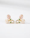 Elegant Tulip Pearl Stud Earrings PINK
