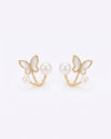 White Butterfly Sparkle Stud Earrings