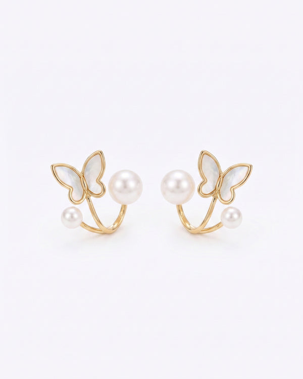 White Butterfly Sparkle Stud Earrings