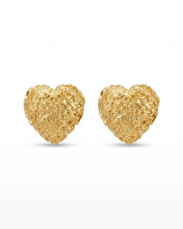 Elegant Claw Pave Sparkling Heart Stud Earrings
