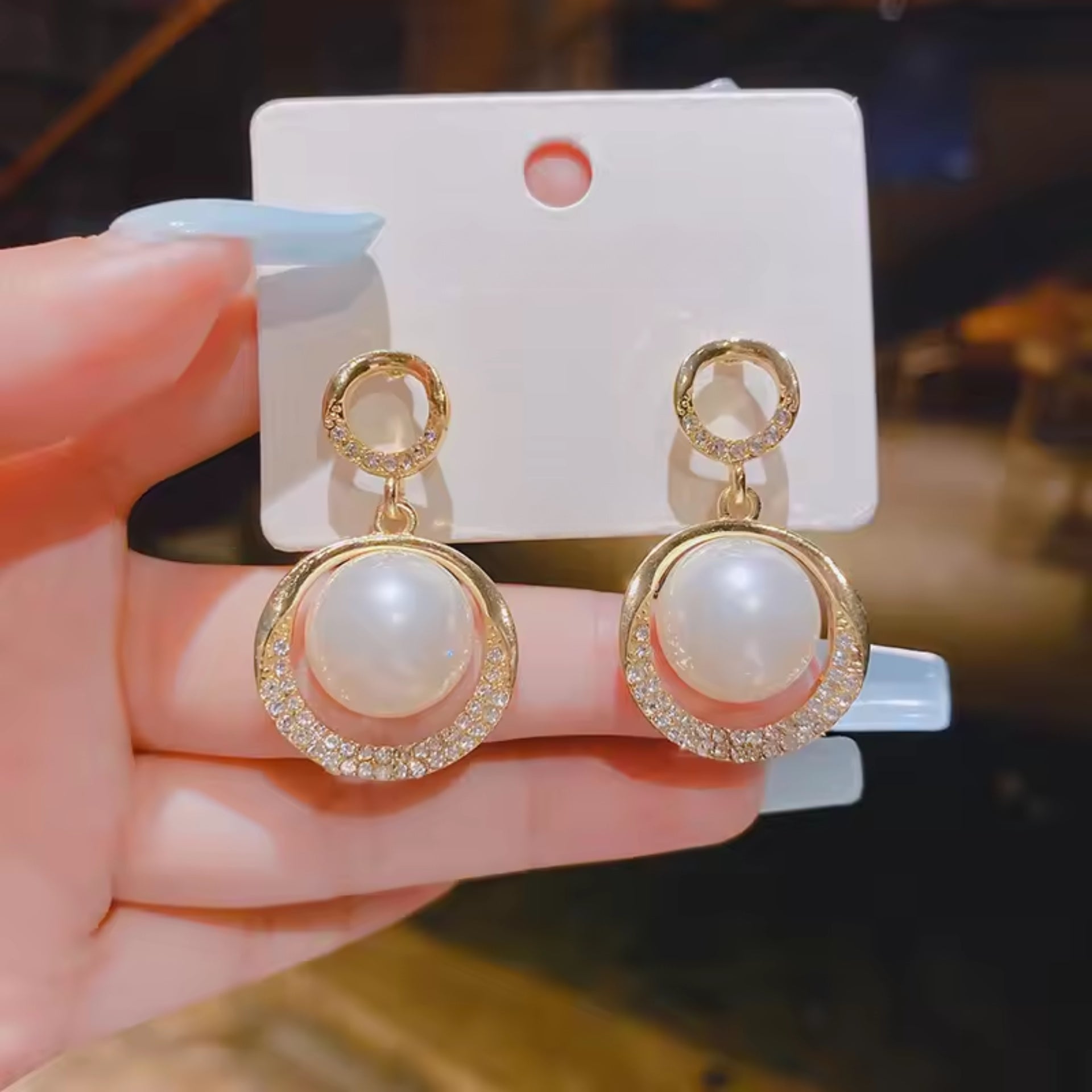 Classic Round Pearl Drop Earrings