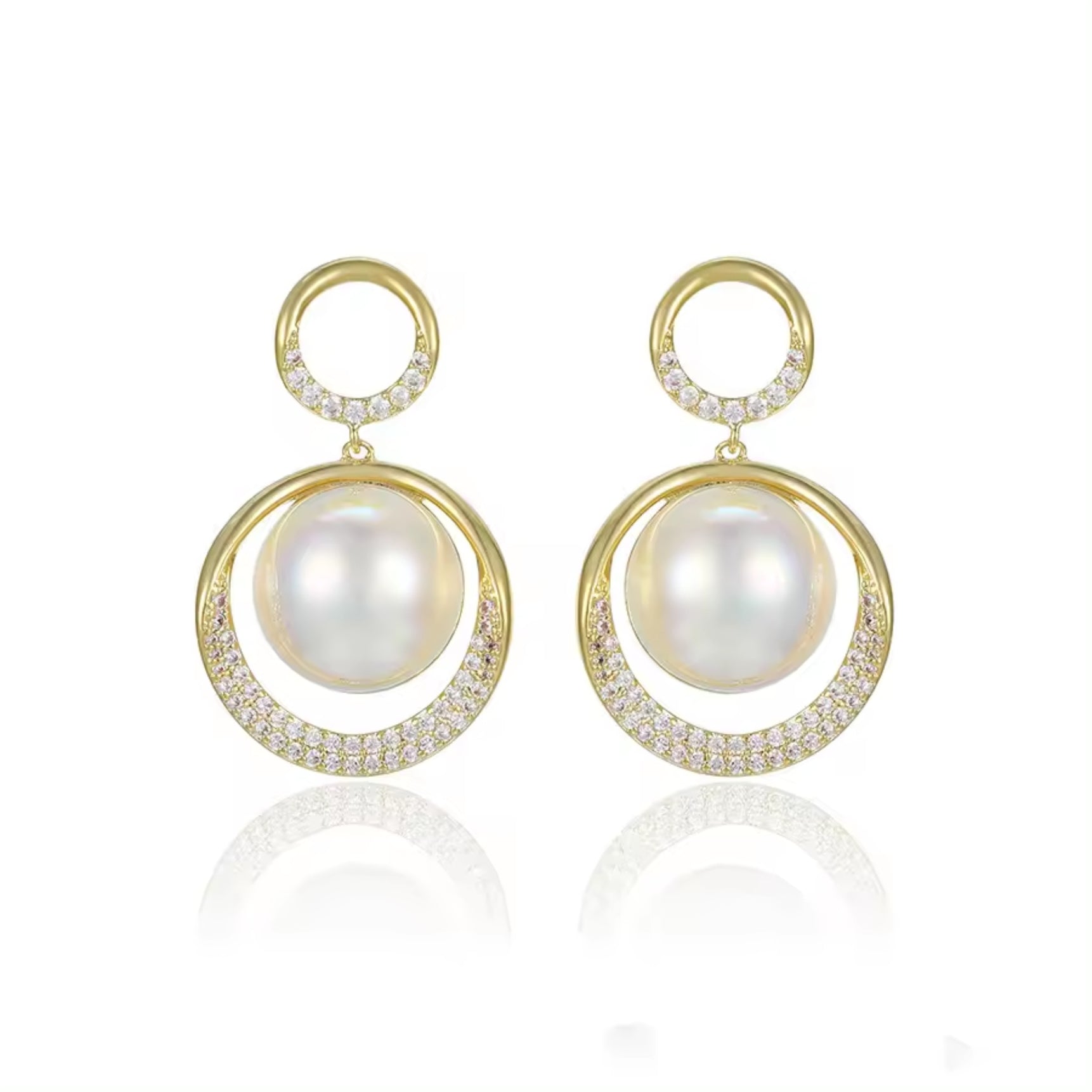 Classic Round Pearl Drop Earrings