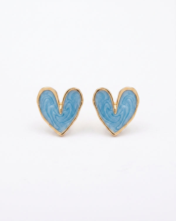 Blue Colour Heart Shape Studs Earrings