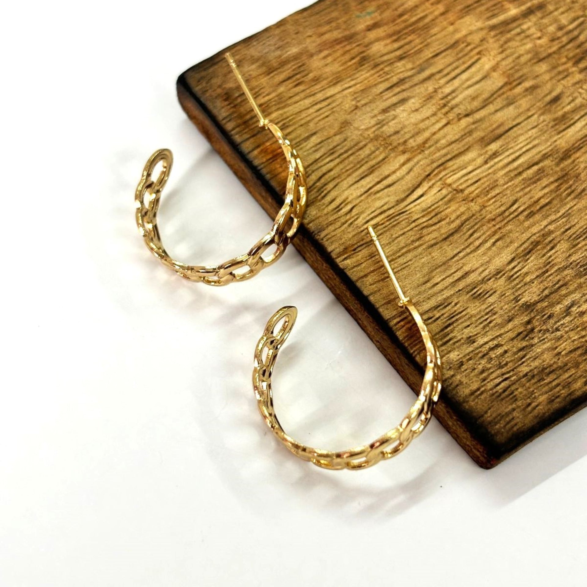 Golden Chain Link Hoop Earrings