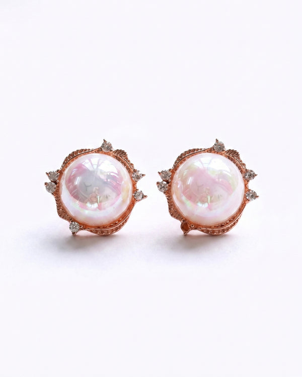 Bold Big Pearl Rosegold Stud Earrings