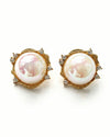 Bold Big Pearl Gold Stud Earrings