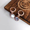 Rose Gold Zirconia Shell Earrings Combo – 3 Pair Dangler Hoops for Women