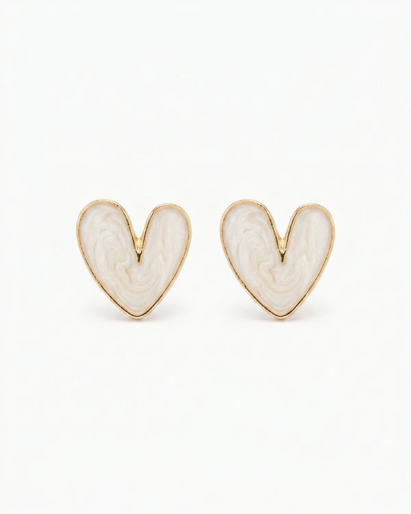 White Colour Heart Shape Studs Earrings