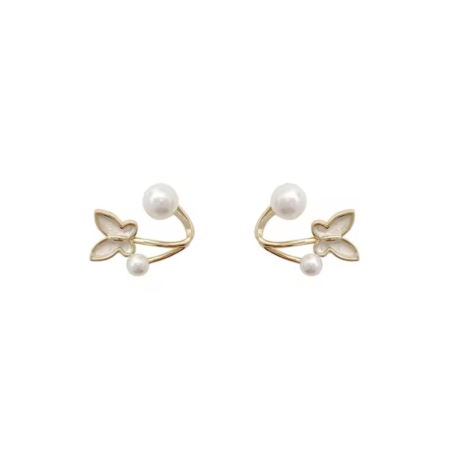 White Butterfly Sparkle Stud Earrings
