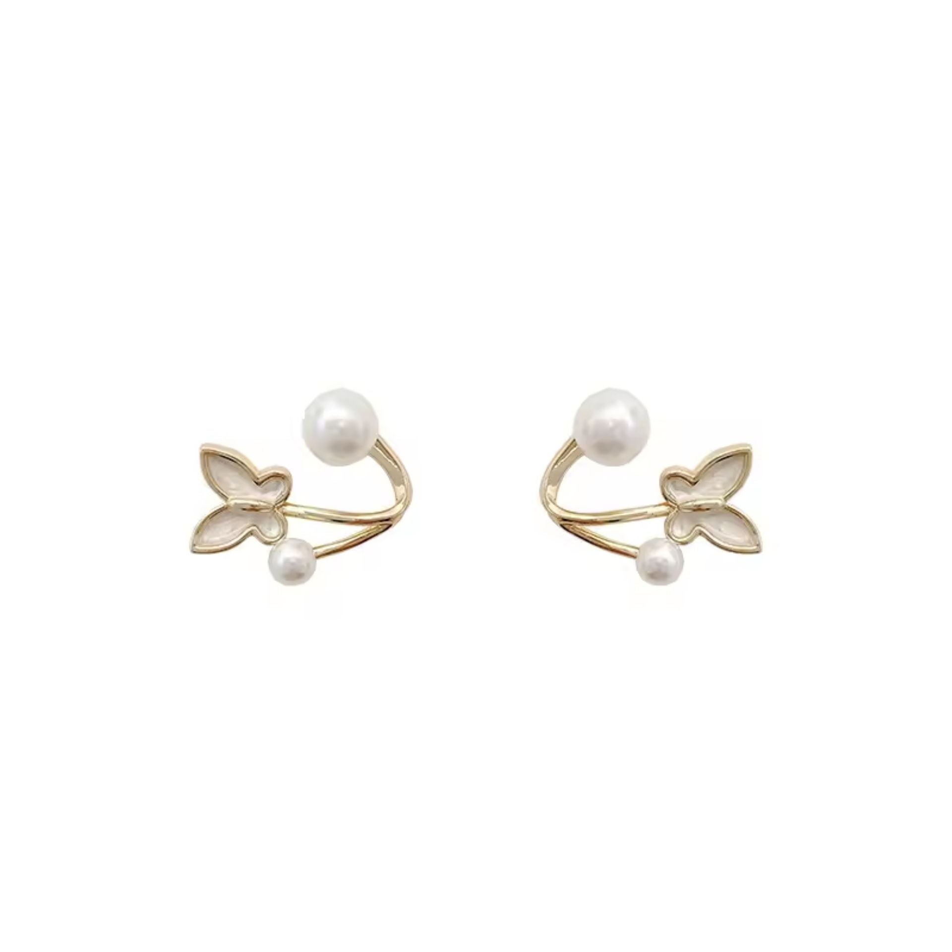 White Butterfly Sparkle Stud Earrings
