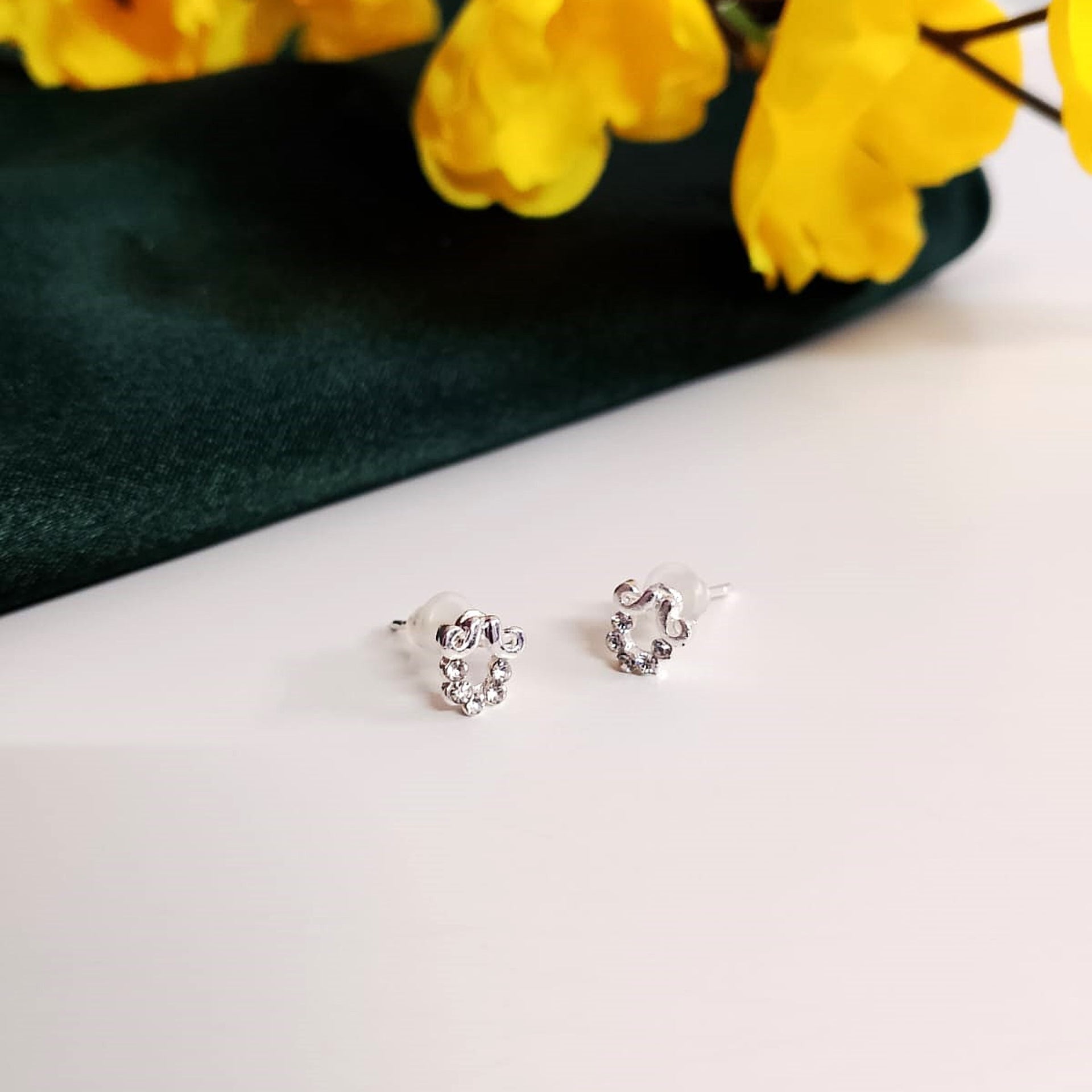 Shimmering White Butterfly Stud Earrings Combo Set – Dainty Crystal Studs for Women & Girls