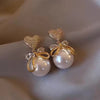 Heart Bow Pearl Earrings