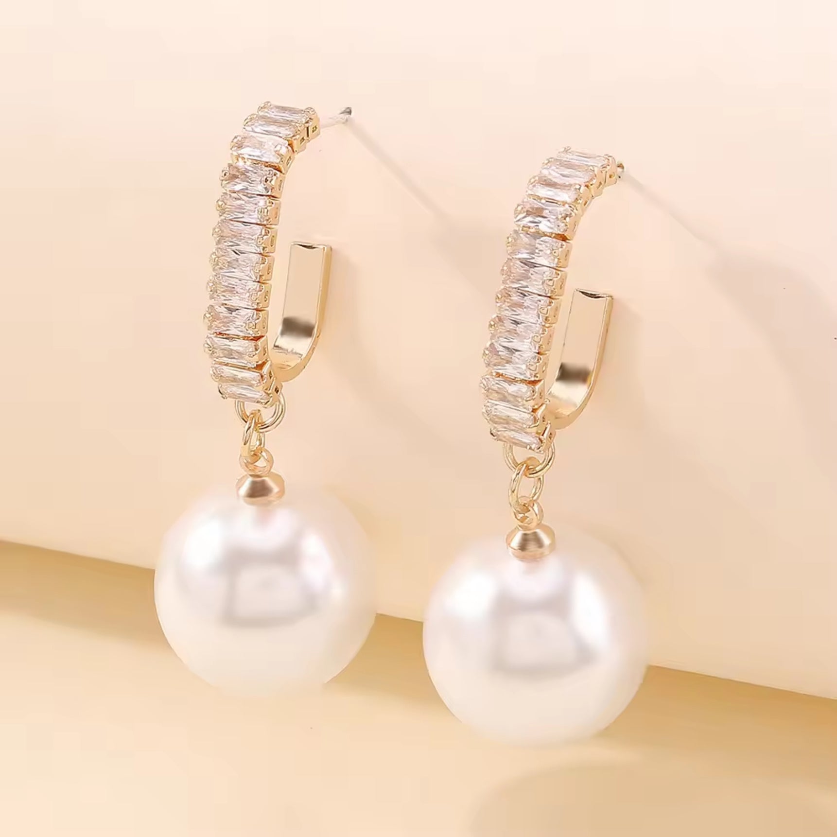 Sparkling Diamond Pearl Drop Earrings