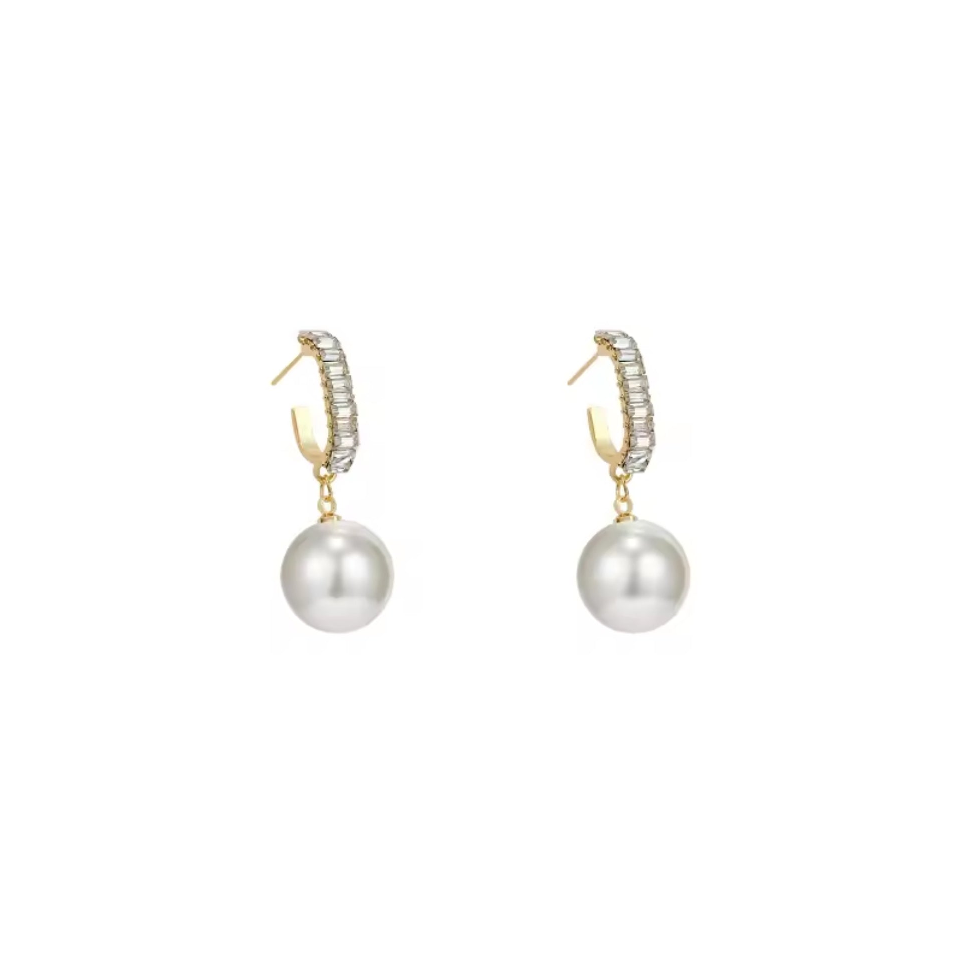Sparkling Diamond Pearl Drop Earrings