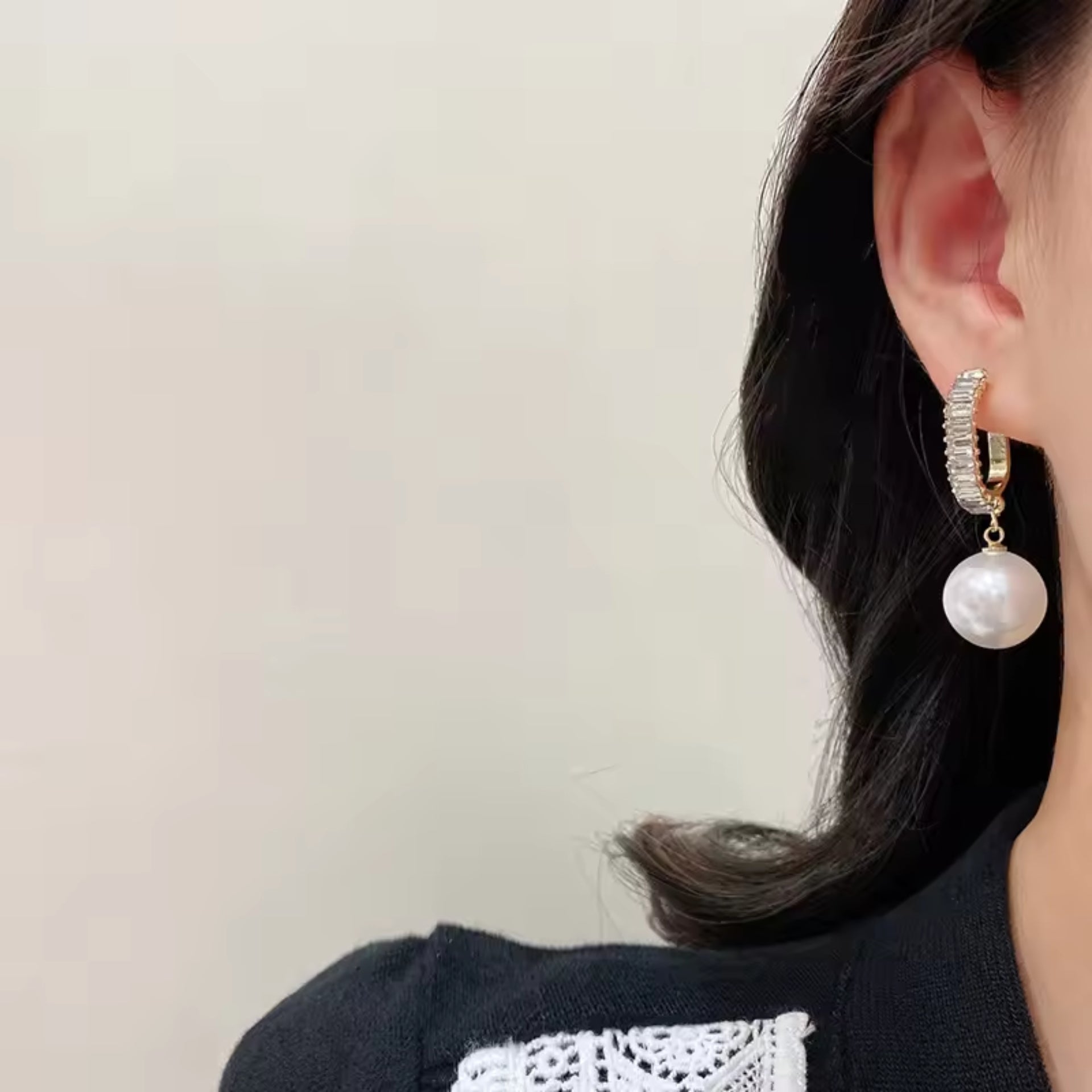 Sparkling Diamond Pearl Drop Earrings