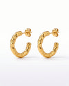 Gold Plated Uneven Open Half Round Hoop Earrings