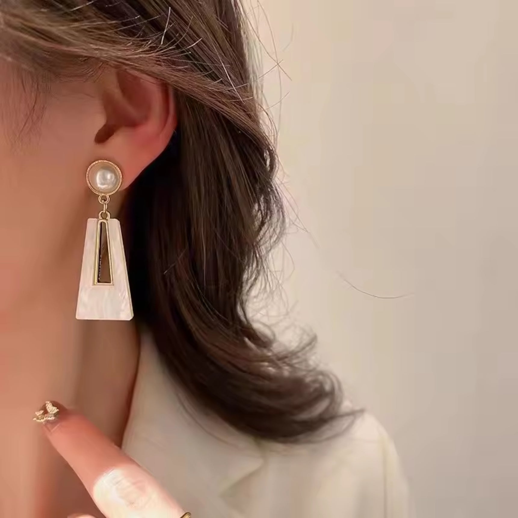 Pearl Marble Drop Earrings