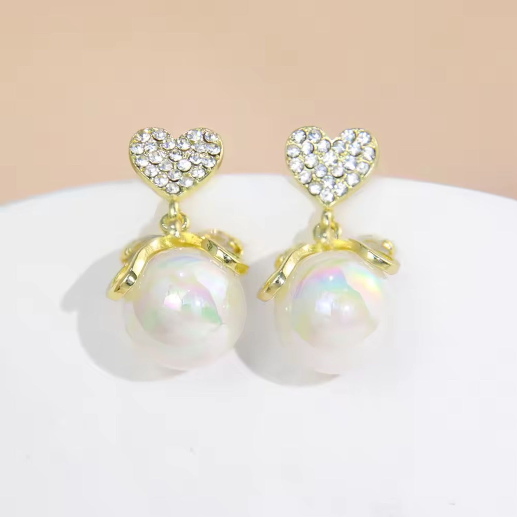 Heart Bow Pearl Earrings